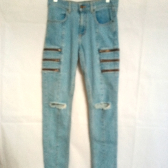 Carmar Skinny Jeans Zippers Light Wash - Picture 1 of 7